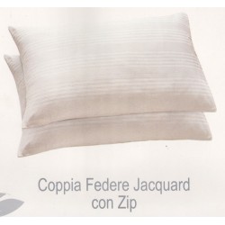 2 Federe copri guanciali cerniera bianco cotone stripe