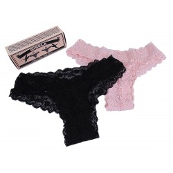 DUE Brasiliane Culotte in pizzo Nero e Rosa Gisela