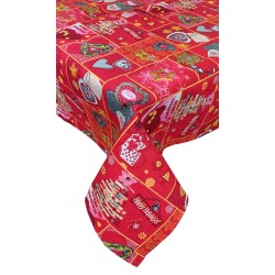 Tovaglia natalizia per 6 posti in cotone Copritavolo Chalk Cuori Shabby Natale