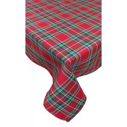 Tovaglia per 12 e 6 posti natalizia Nausica Tartan rosso Natale