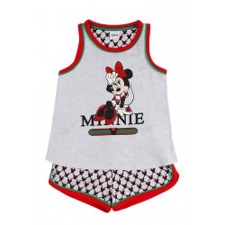 Pigiama bambina ragazza corto in cotone estivo Aznar Innova Disney Minnie 55096 grigio