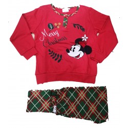 Pigiama Invernale Bambina in Caldo Cotone felpato Sabor Disney Minnie Rosso Natale