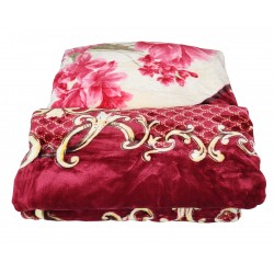 Coperta Spagnola matrimoniale Invernale in pile Mastro Bianco fiori bordò