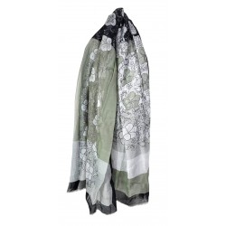  Sciarpa Pashmina Foulard Donna in viscosa Lancetti fiori grigio