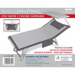 Telo Coprilettino mare microfibra Cuscino Gonfiabile Tasche Angel's tinta unita
