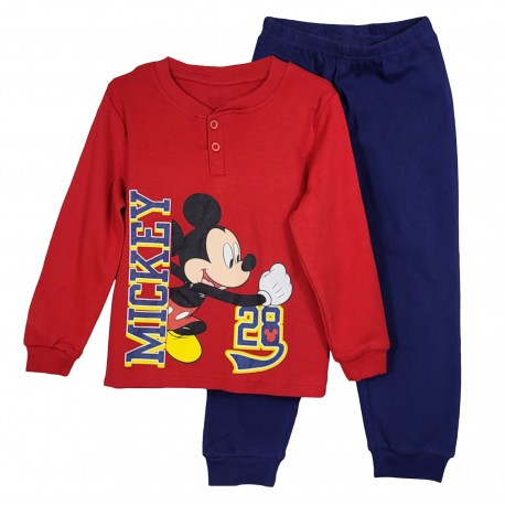 Pigiama Bambino lungo in caldo cotone invernale Topolino Mickey Mouse 0558 rosso