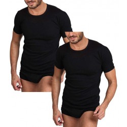  2 T-Shirt Uomo Maglia Intima TRAMONTE Girocollo Cotone Jersey M602 Made in Italy Nero