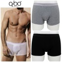 2 Boxer uomo QBO' in cotone elasticizzato Elastico Esterno Grigio Nero Bianco