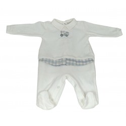 Tutina neonato in ciniglia pastello chic 6/9 mesi panna