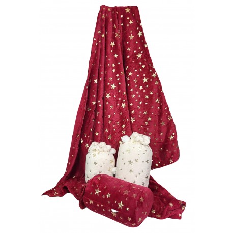 Coperta plaid pile coral con sacco e stampa lurex Preziosa stelle bianco singolo 1 piazza e mezza