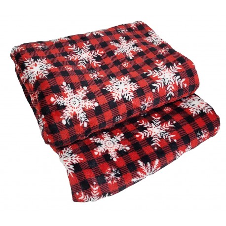 Coperta plaid in pile coral GF FERRARI tartan fiocchi neve singolo matrimoniale