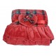 Coperta Plaid in pile Natale Idea Regalo Linea Oro 130x160 volant Tartan rosso