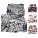 Coperta Plaid pile coral con balza tartan rose cashemire singolo matrimoniale