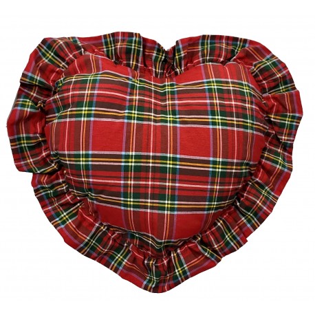  Un Cuscino Federa arredo con imbottitura cuore fiocco scozzese tartan Carezza