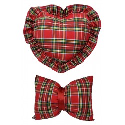 Un Cuscino Federa arredo con imbottitura cuore fiocco scozzese tartan Carezza