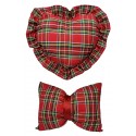 Un Cuscino Federa arredo con imbottitura cuore fiocco scozzese tartan Carezza