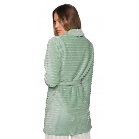  Vestaglia donna Invernale in pile coral bottoni e cintura Admas 57325 rosa verde