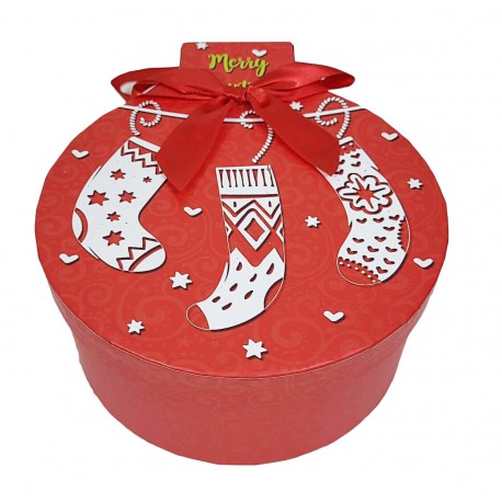 Confezione Idea regalo con strofinaccio a nido d'ape rosso Babbo Natale Stella