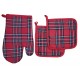 2 Presine e Guantone Idea Regalo Preziosa Natale Christmas tartan scozzese rosso