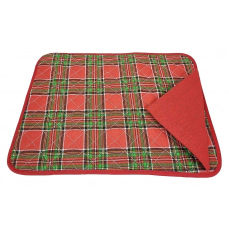  SET COLAZIONE Trapuntato in cotone + 1 tovagliolo Gnomi Natalizio Tartan Cuore
