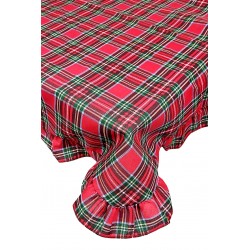  Tovaglia rettangolare 6 e 12 posti Hessense volants scozzese tartan Natale rosso