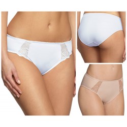  Slip alto mutanda donna ricamato in microfibra Triumph flower passion Tai nudo bianco