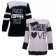  Pigiama Tuta donna in puro Cotone manica lunga Character Love Cuori Coffee