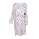 Camicia da Notte Donna Manica Lunga in Jersey di Cotone Silvia 1026 Fiori Rosa