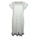 Camicia da notte donna manica corta in cotone aperta avanti Manuela 5250 panna