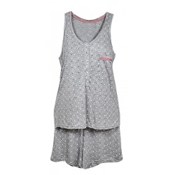 Pigiama Estivo donna corto in viscosa Admas Homewear 60192 grigio cuoricini pois