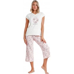 Pigiama estivo donna Admas manica corta pantalone palazzo capri cotone viscosa