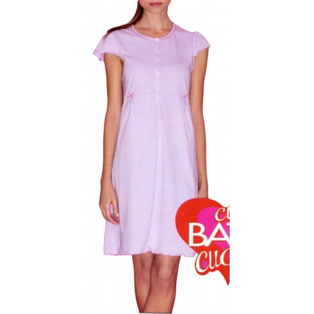 Camicia da notte donna estiva in cotone manica corta Picoli Segreti e Ragno
