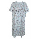 Camicia da notte mezza manica in cotone Bisbigli fiori 73839 celeste