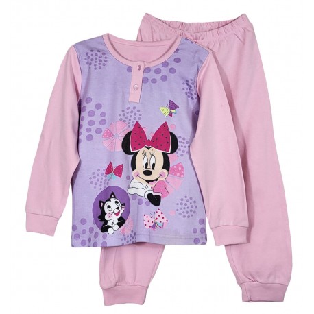 Pigiama Bambina lungo in caldo cotone invernale Minnie Mouse Disney 0561 fucsia