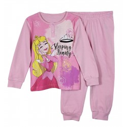 Pigiama Bambina lungo in caldo cotone invernale Principesse Disney 0563 rosa chiaro