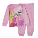 Pigiama Bambina lungo in caldo cotone invernale Principesse Disney 0563 rosa chiaro