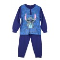 Pigiama lungo in cotone mezza stagione Disney Stitch blu