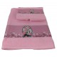 1 asciugamano e 1 ospite bagno spugna di cotone fiori cuori rose tinta unita