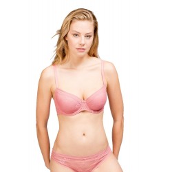 Completino Intimo Donna Reggiseno e Slip Ricamato Gisela Rosa Cipria