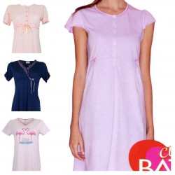 Camicia da notte donna estiva in cotone manica corta Piccoli Segreti e Ragno