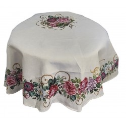 Copritavolo Tovaglia rotondo 165 gobelin Kari Rose Austin fiori made in Italy