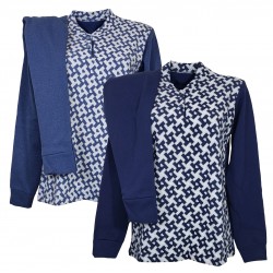  Pigiama invernale donna in punto milano felpato Angel's cuori blu Made in Italy