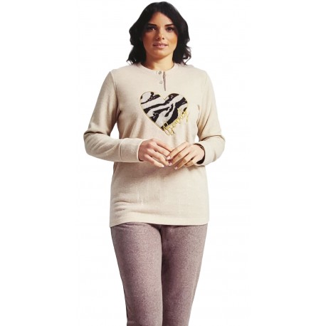  Pigiama in punto milano donna invernale felpato S2G scozzese Made in Italy 8985