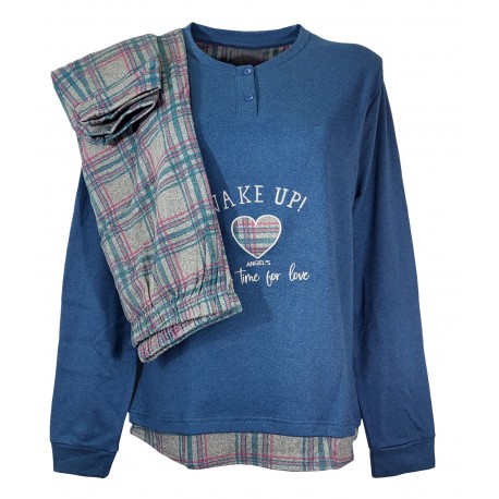 Pigiama in Caldo cotone donna invernale Angel's stelle tartan scozzese star