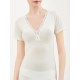  Canottiera donna manica corta Ragno con garbo seno 100 % LANA MERINO 073098
