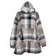  Felpone poncho donna con cappuccio e tasche in pile coral sherpa Lovely scozzese