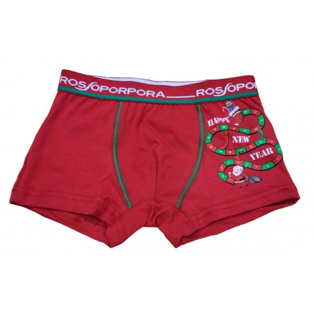 Boxer ragazzo bambino cotone Rosso Porpora Babbo Natale Buon Anno Natalizio