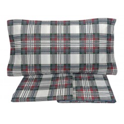 Lenzuola matrimoniale 2 piazze in cotone Zambaiti Tartan Kilt grigio