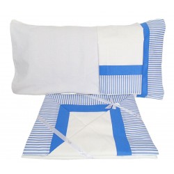 Lenzuola matrimoniale in puro cotone 2 piazze Misure Maxi Siena a righe Blu