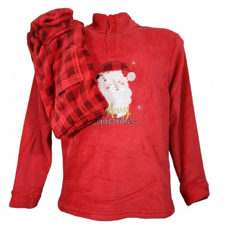 Pigiama Uomo Donna Bimbo Bimba natalizio in Pile coral Irge Tartan Family Natale